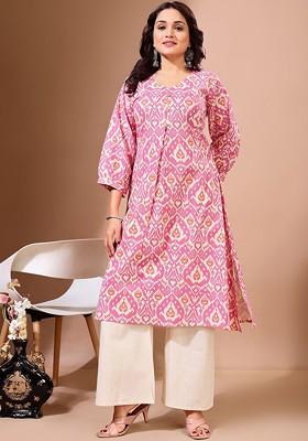 Pink Floral Print Cotton Kurta Set