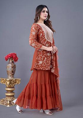 Black Embroidered Georgette Kurta Set