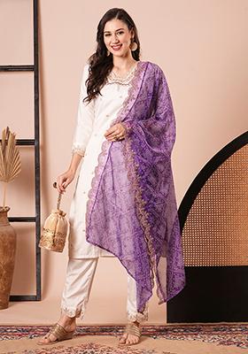 Off White Embroidered Silk Kurta Set