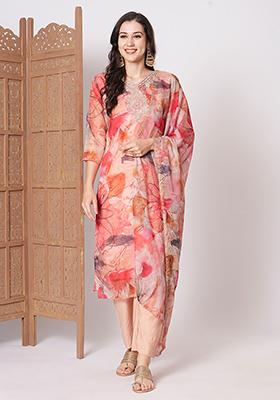 Pink Embroidered Silk Kurta Set