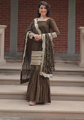 Green Sequins Embroidered Georgette Kurta Set