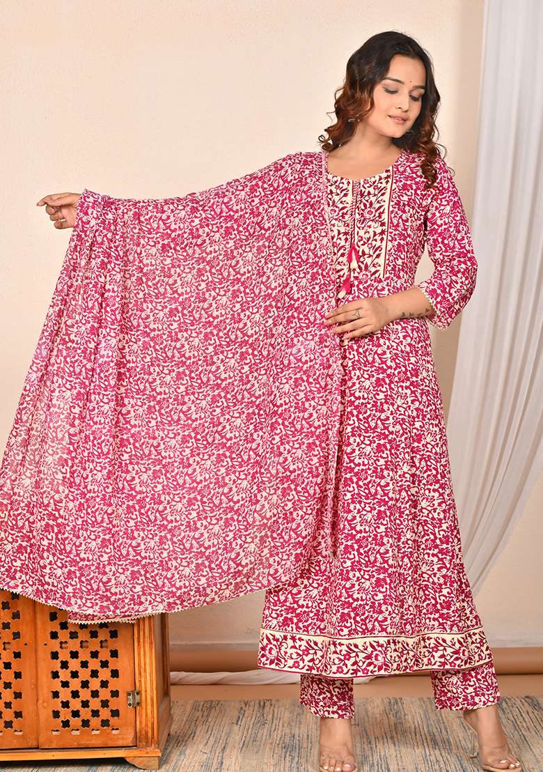 Maroon Embroidered Rayon Anarkali Set - Indya