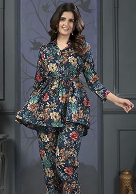 Multicolor Abstract Print Rayon Kurta Set