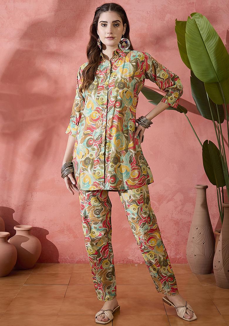 Multi Foil Print Chanderi Co-ords Set