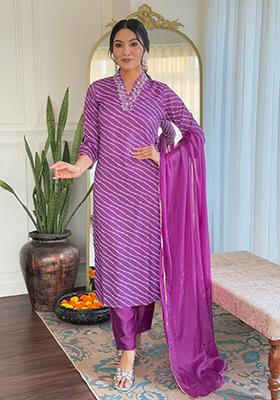 Rani Pink Embroidered Muslin Kurta Set