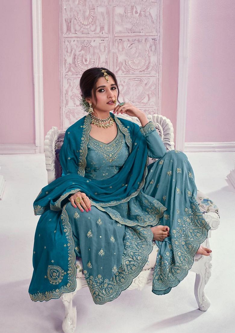 Rama Embroidered Chinon Kurta set