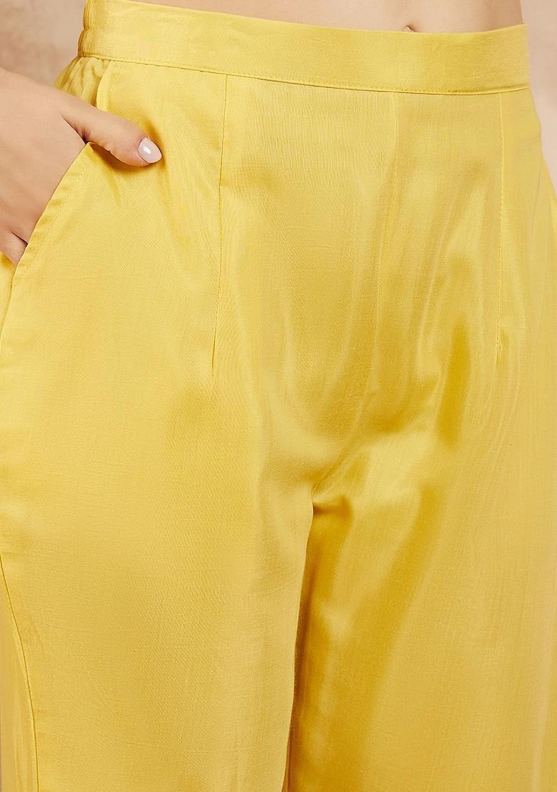 Yellow Printed Chanderi Kurta Set