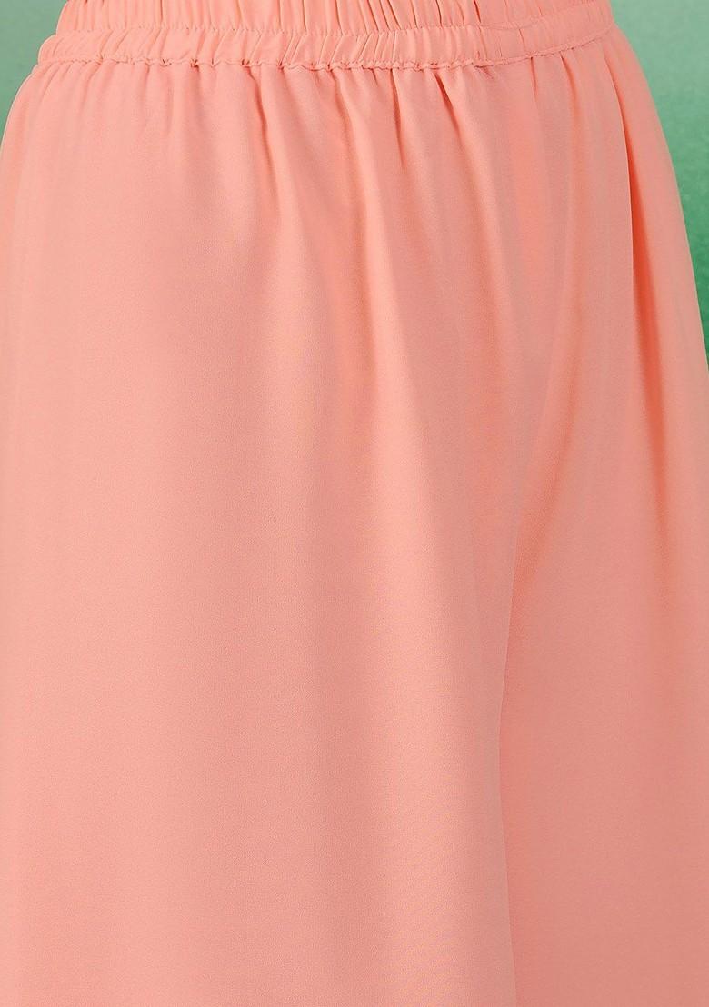 Peach Embroidered Georgette Kurta Set