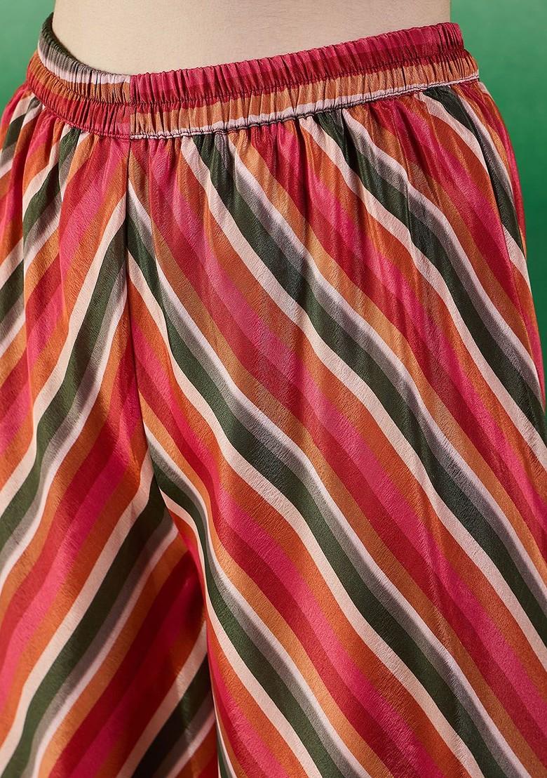 Red Embroidered Poly Blend Kurta Set