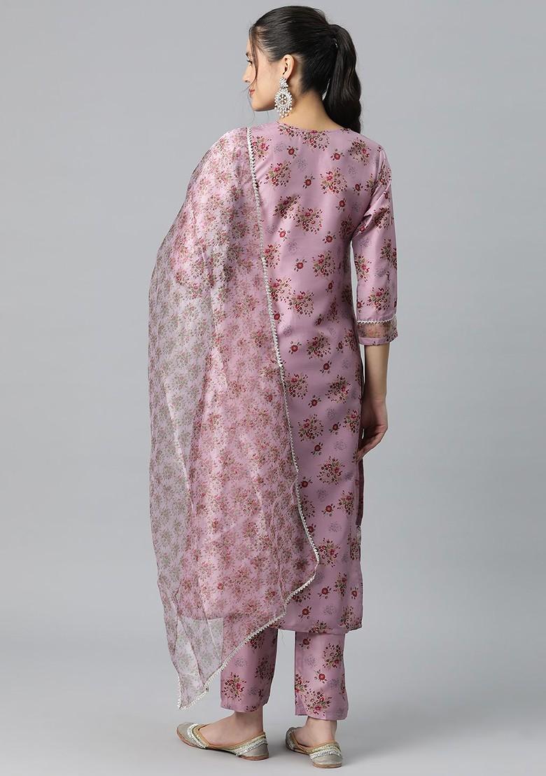 Pink Embroidered Silk Kurta Set