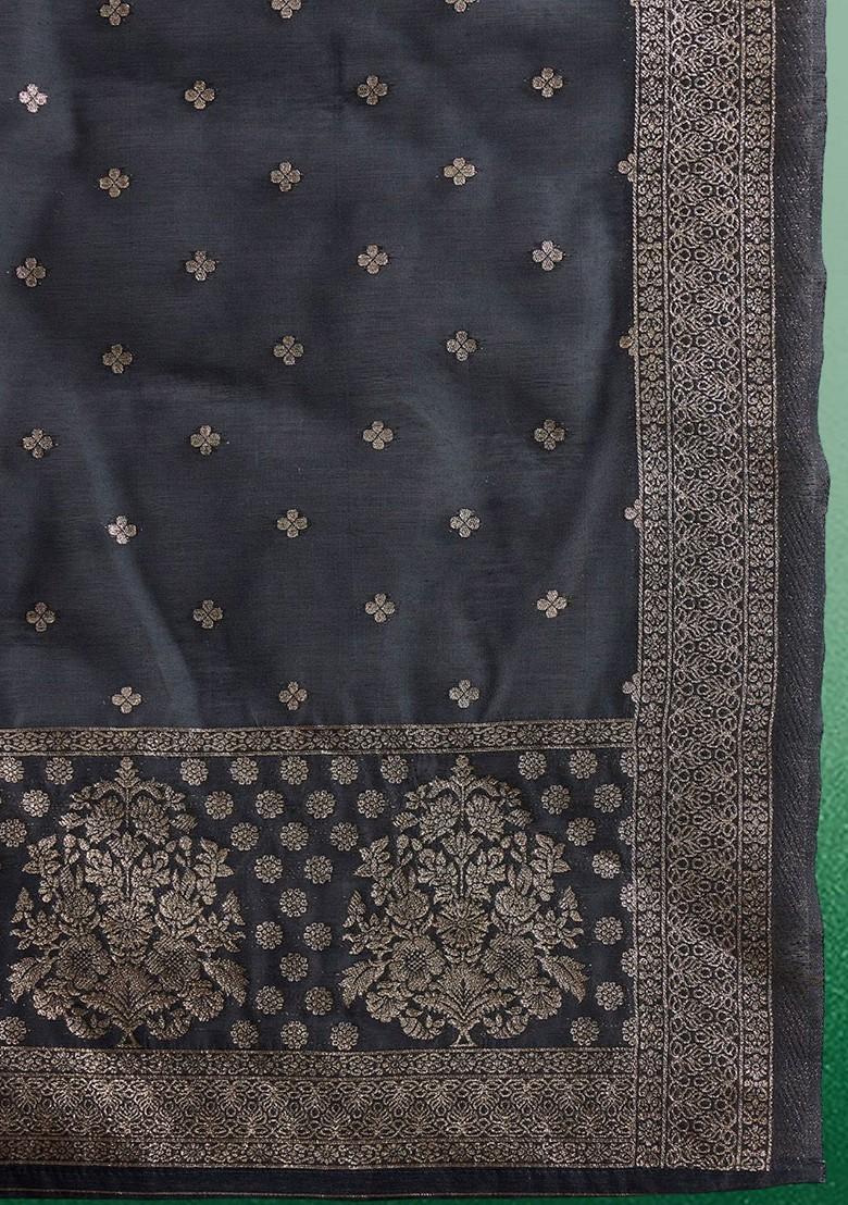 Grey Woven Chanderi Kurta Set