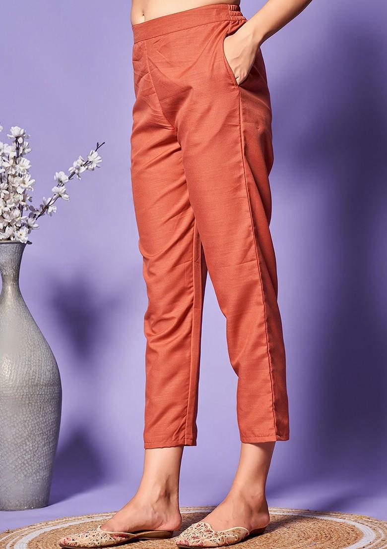 Peach Embroidered Poly Blend Kurta Set