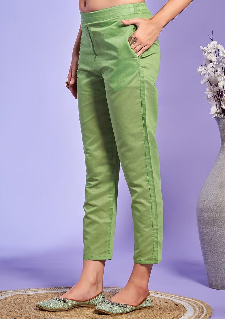 Green Woven Poly Blend Kurta Set