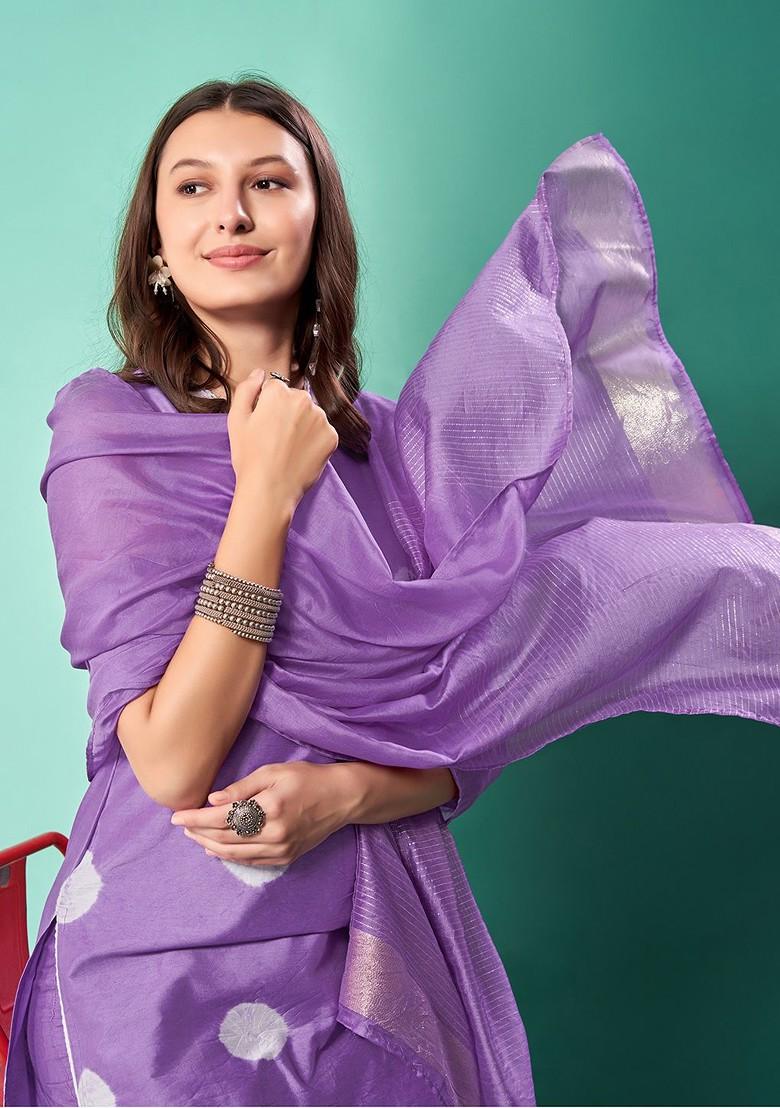 Lavender Tie And Dye Silk Kurta Set