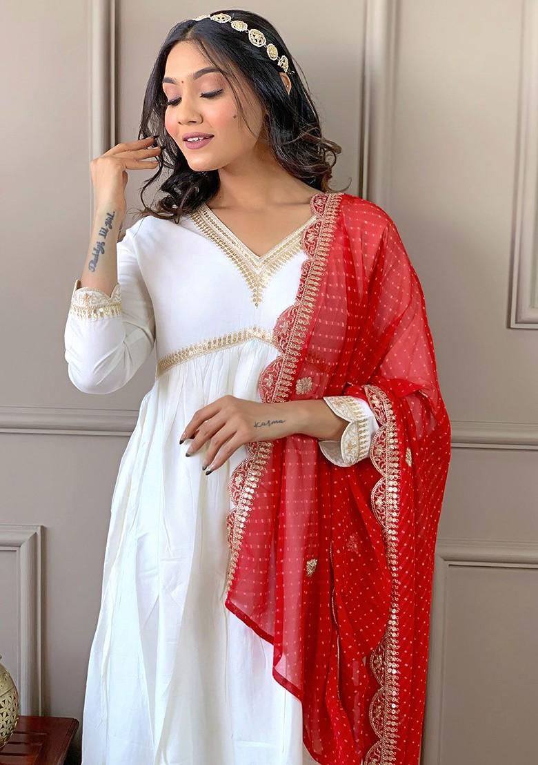 White Solid Poly Blend Kurta Set