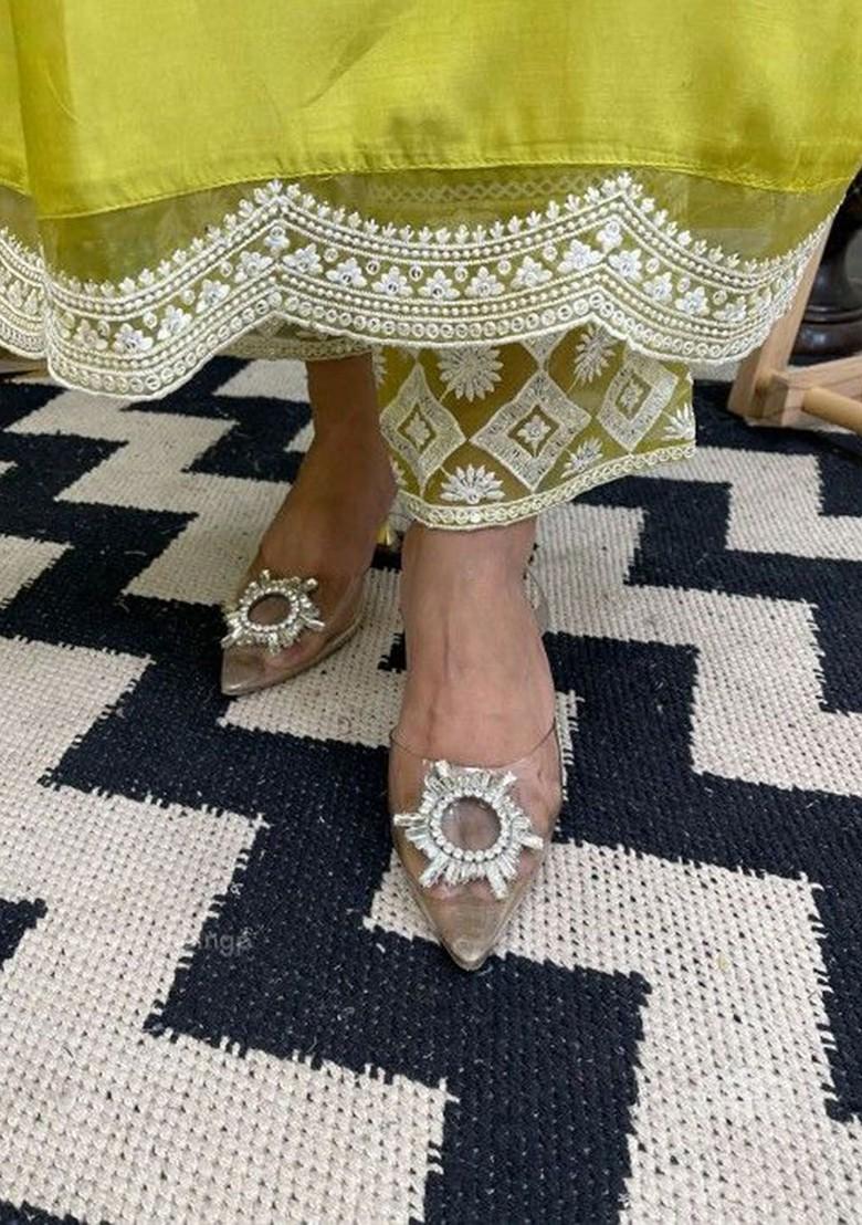 Yellow Embroidered Chanderi Kurta Set