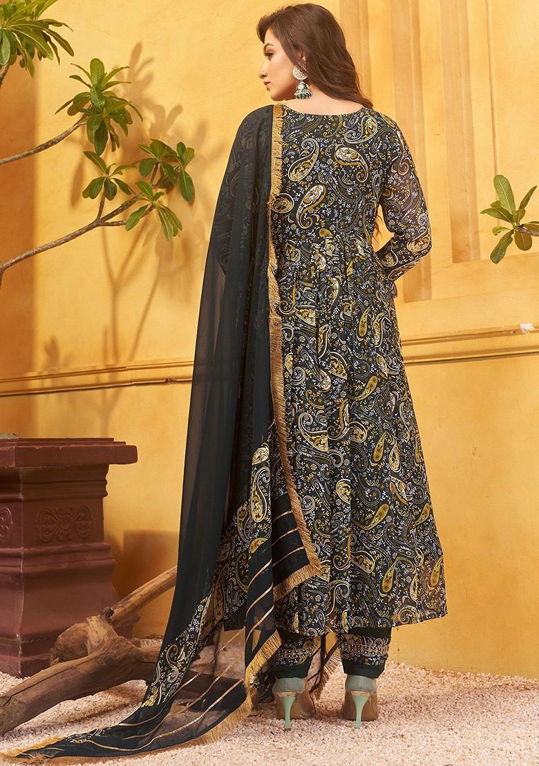 Green Paisley print Poly Blend Kurta Set