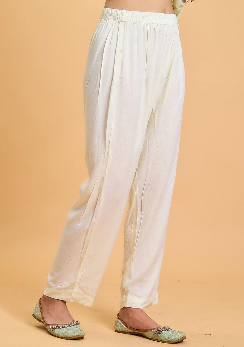 White Embroidered Poly Blend Kurta Set