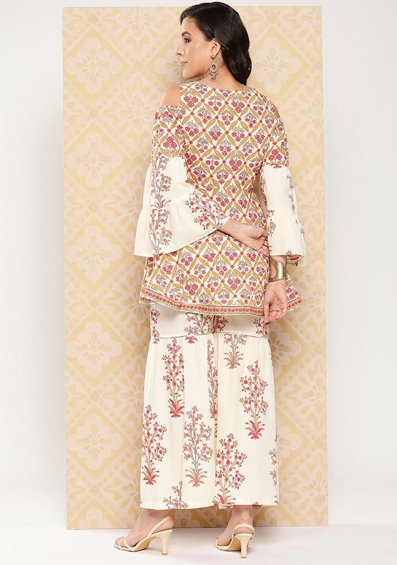 Cream Printed Cotton Fusion Set