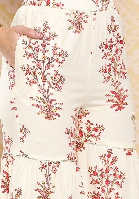 Cream Printed Cotton Fusion Set