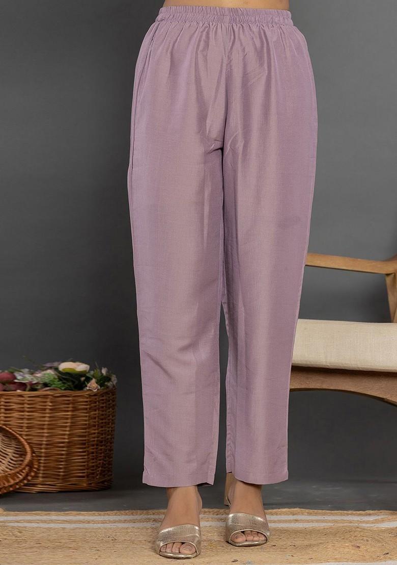 Purple Embroidered Cotton Kurta Set