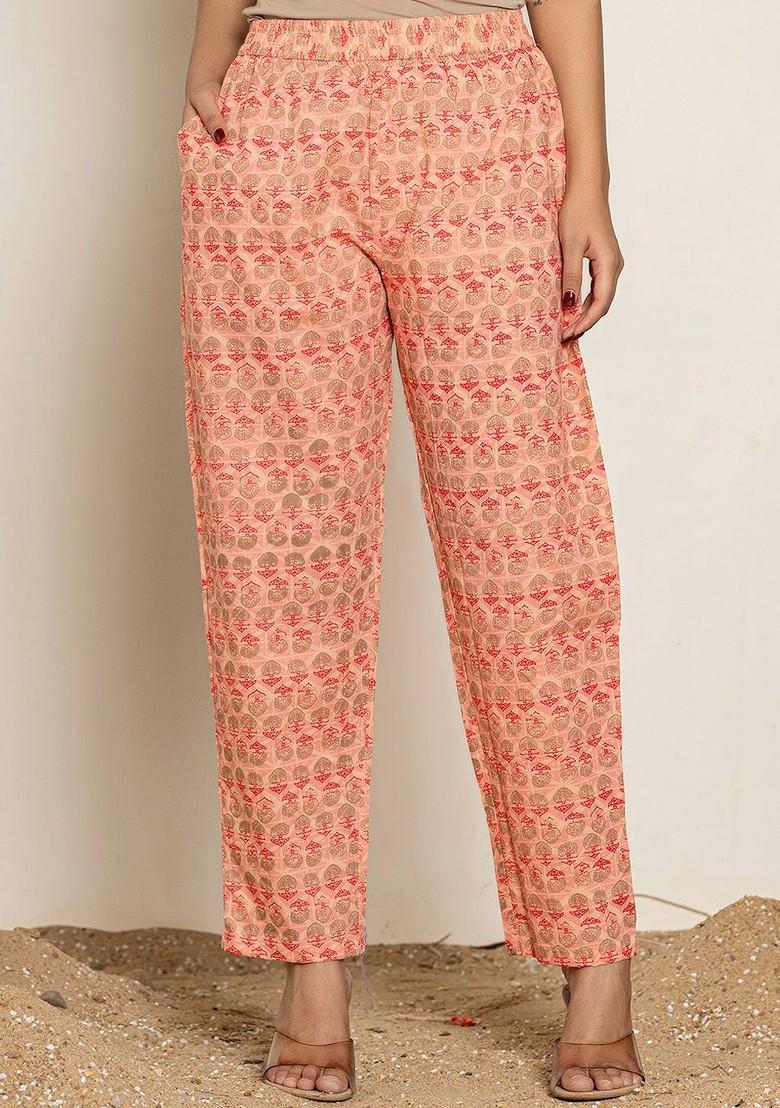 Peach Embroidered Cotton Kurta Set