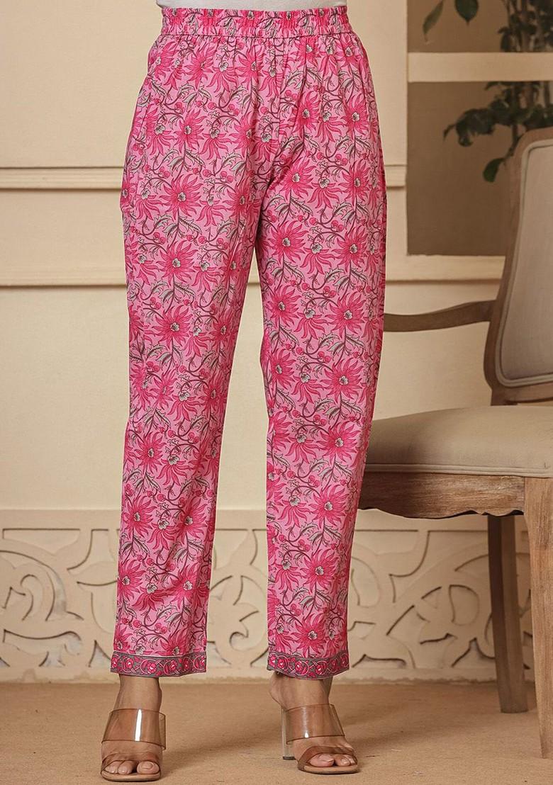 Pink Embroidered Cotton Kurta Set