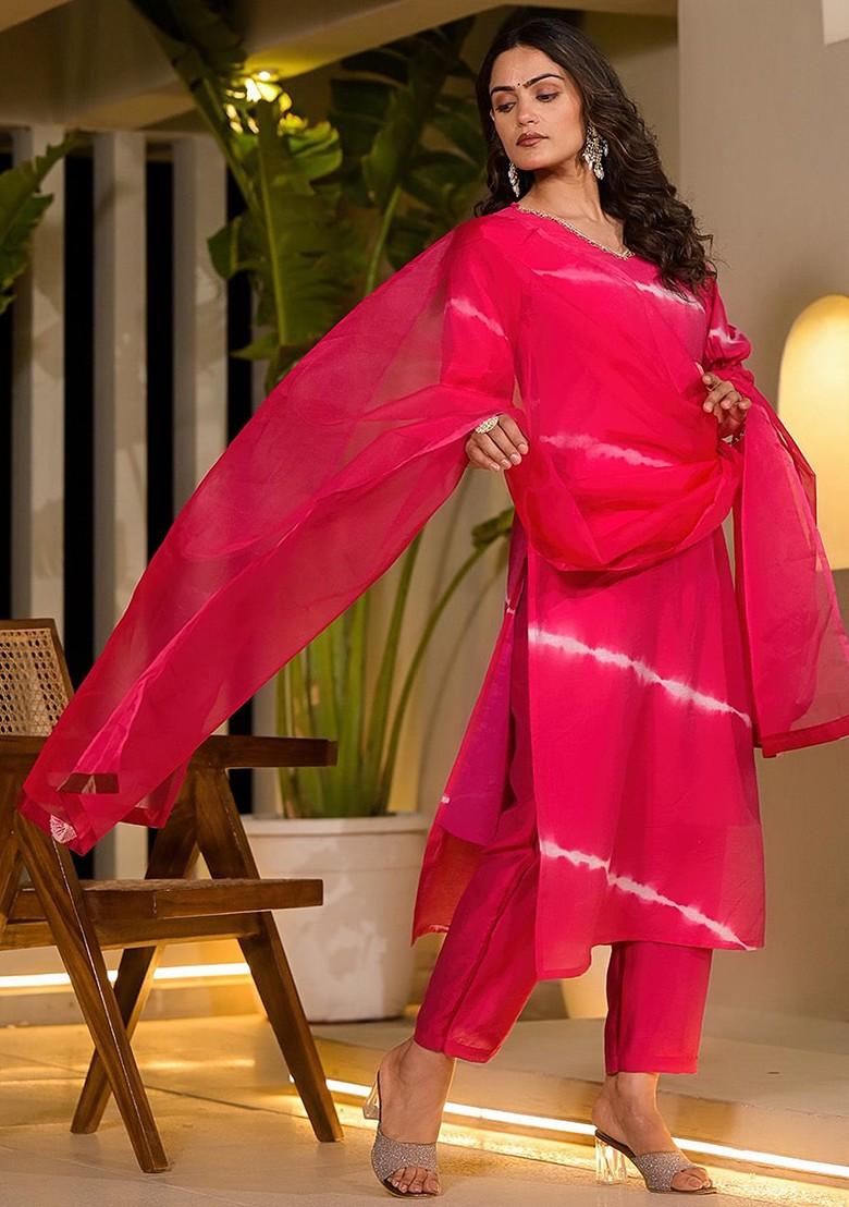 Pink Tie And Dye Chanderi Kurta Set