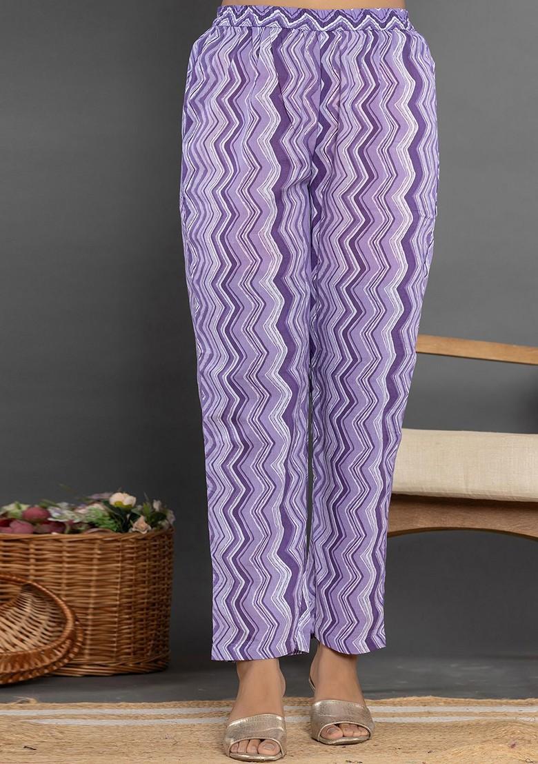 Purple Printed Cotton Kurta Set