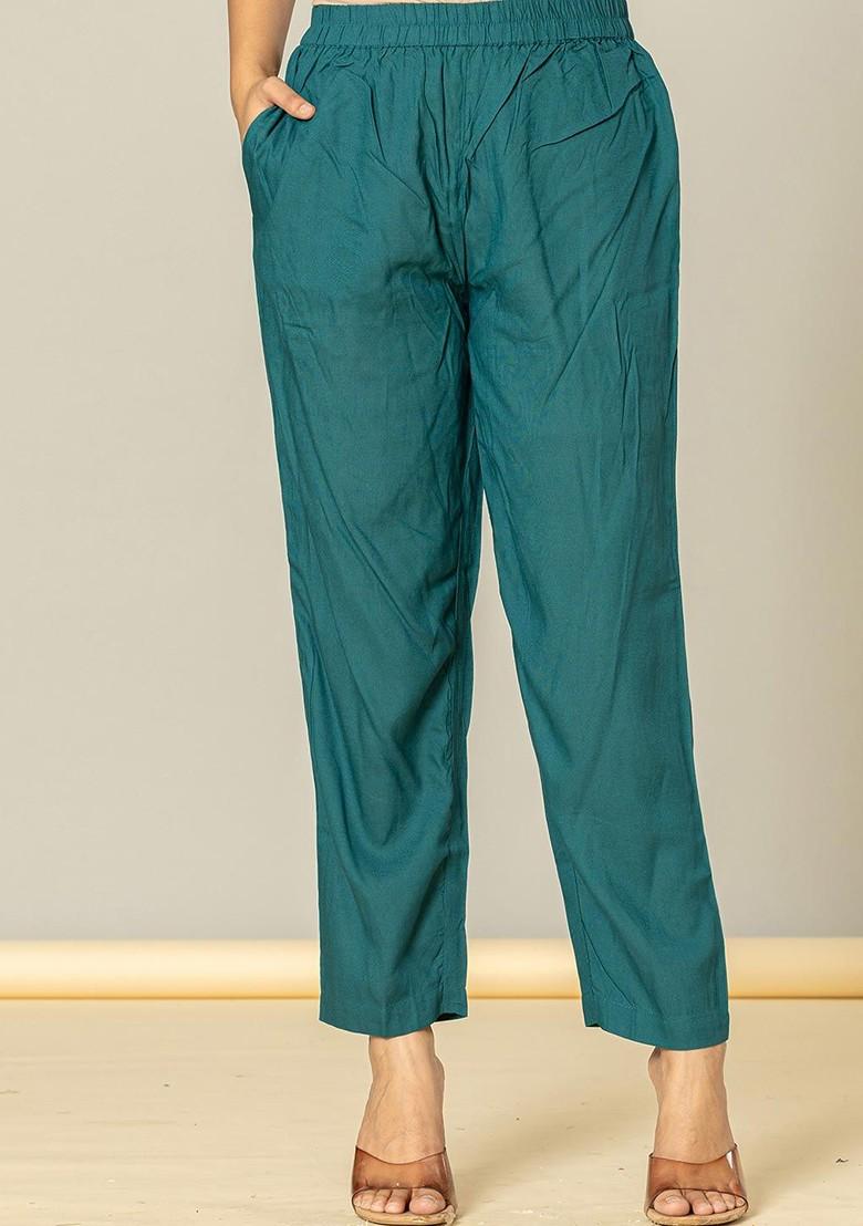 Teal Embroidered Poly Blend Kurta Set