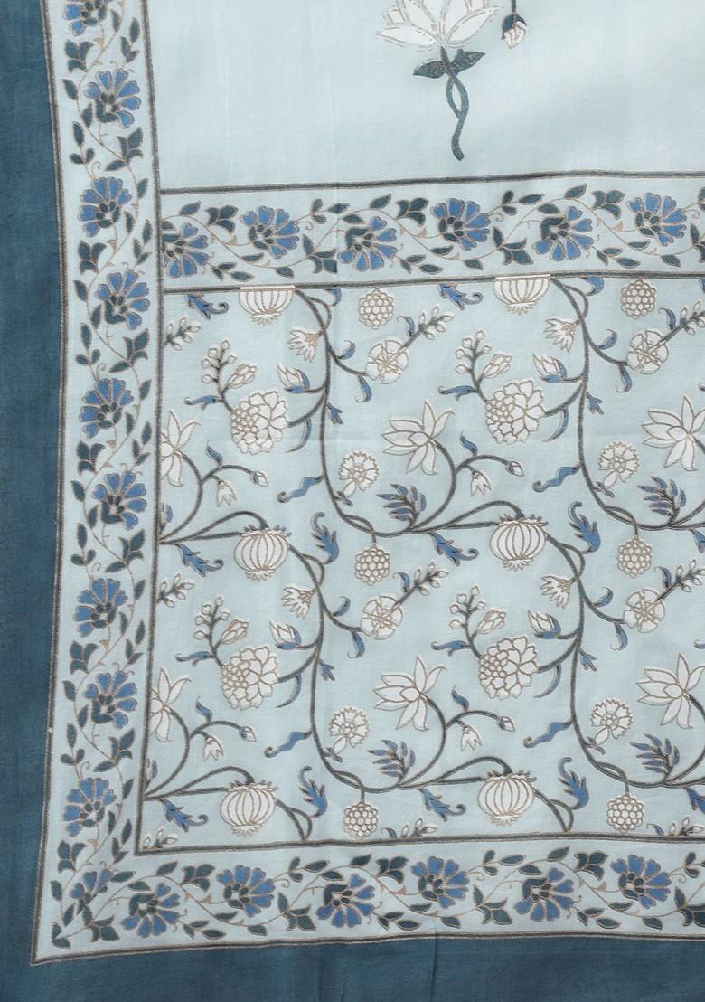 Blue Floral Print Cotton Kurta Set