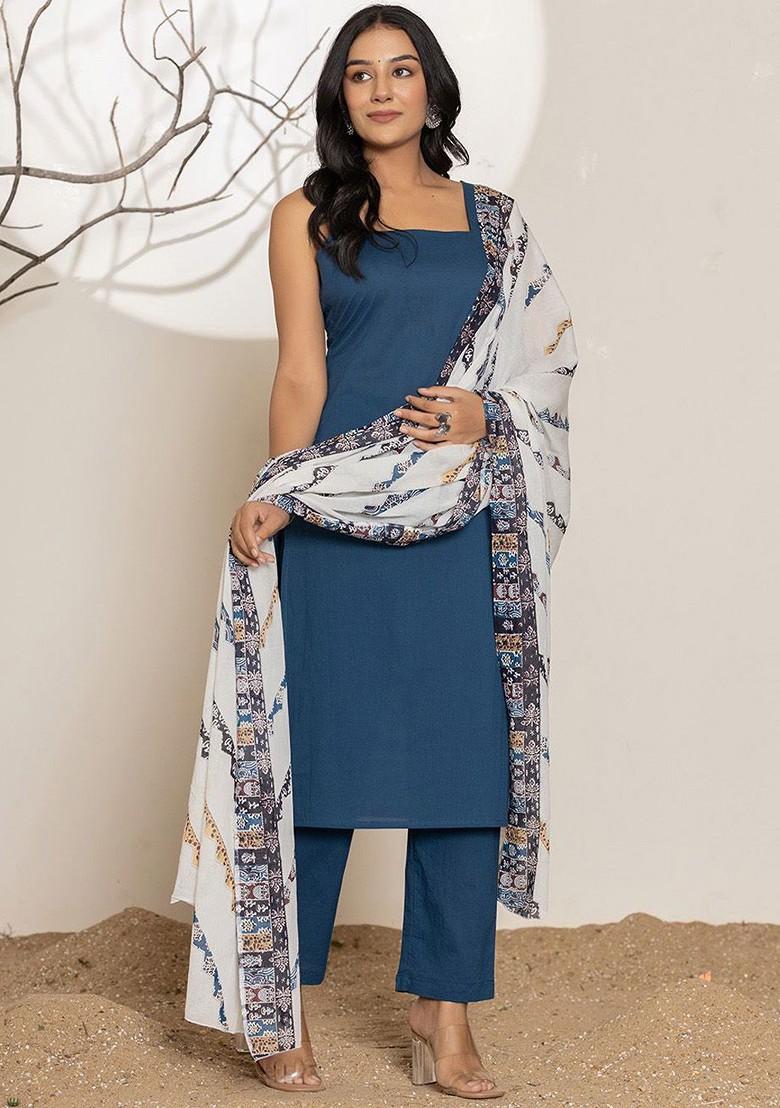 Blue Cotton Kurta Set