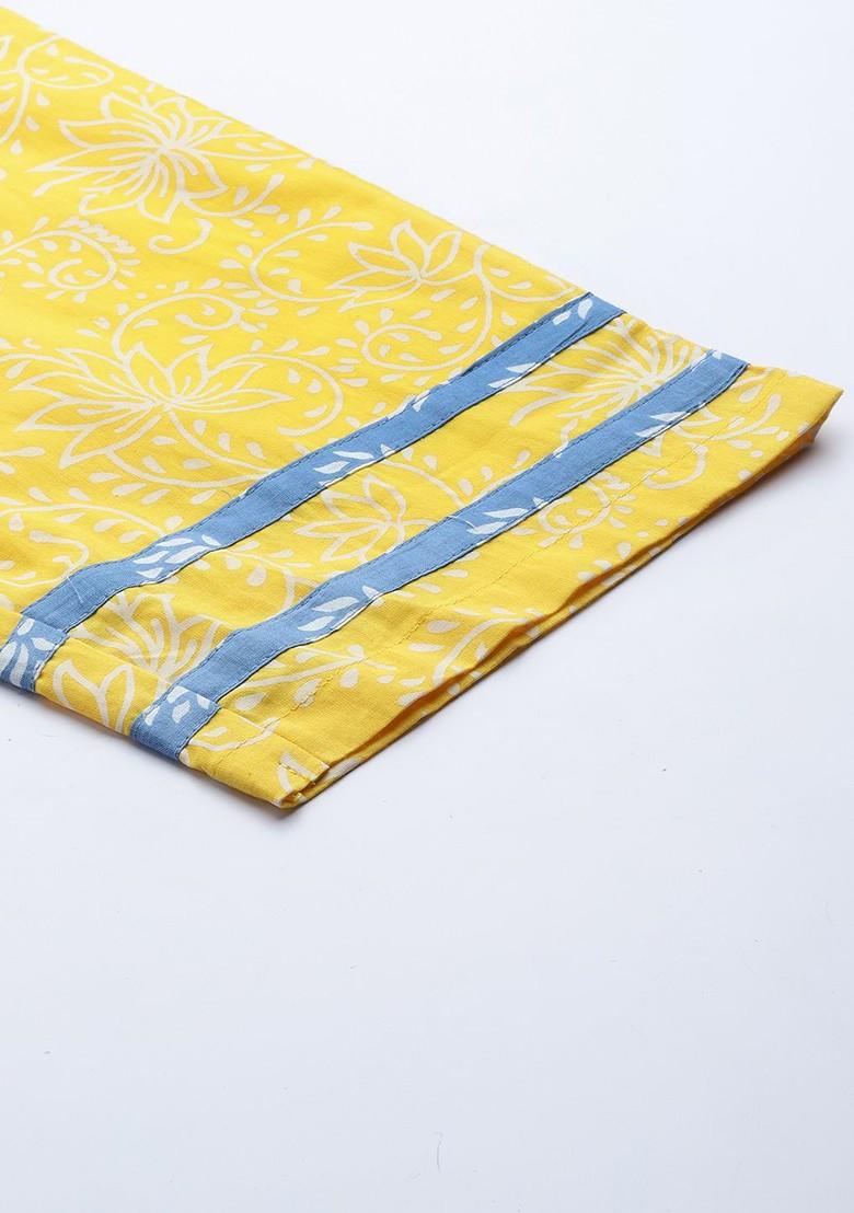 Blue Printed Cotton Kurta Set