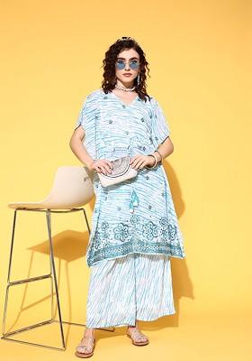 White Printed Poly Blend Co-Ord Set