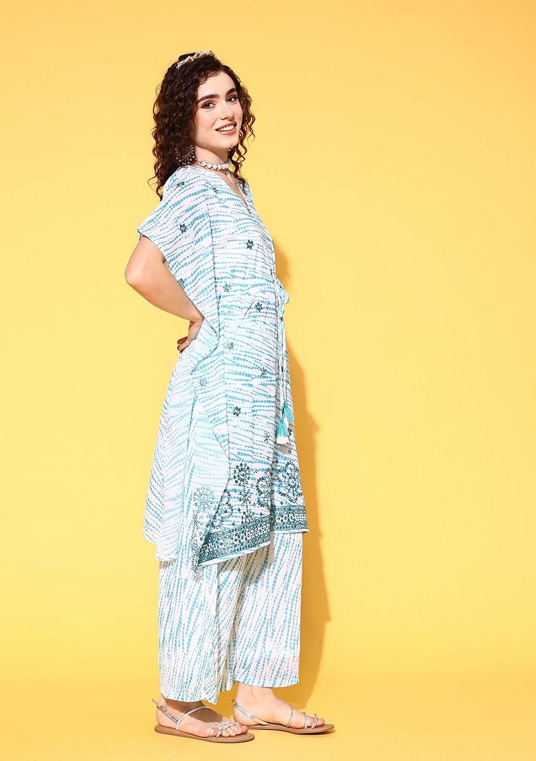 White Printed Poly Blend Co-Ord Set