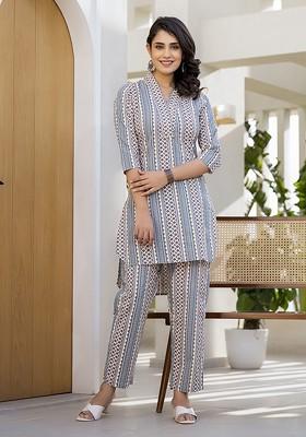 Blue Printed Cotton Co-Ord Set