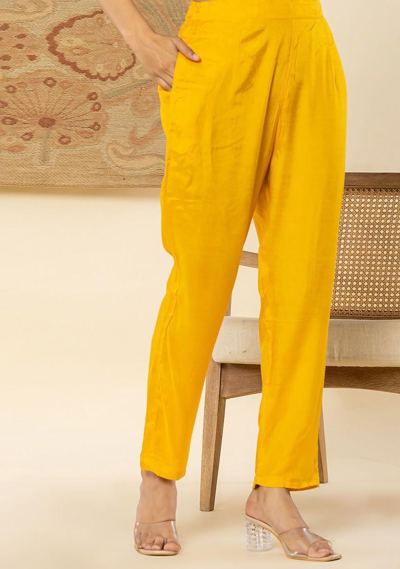 Yellow Floral Print Poly Blend Kurta Set