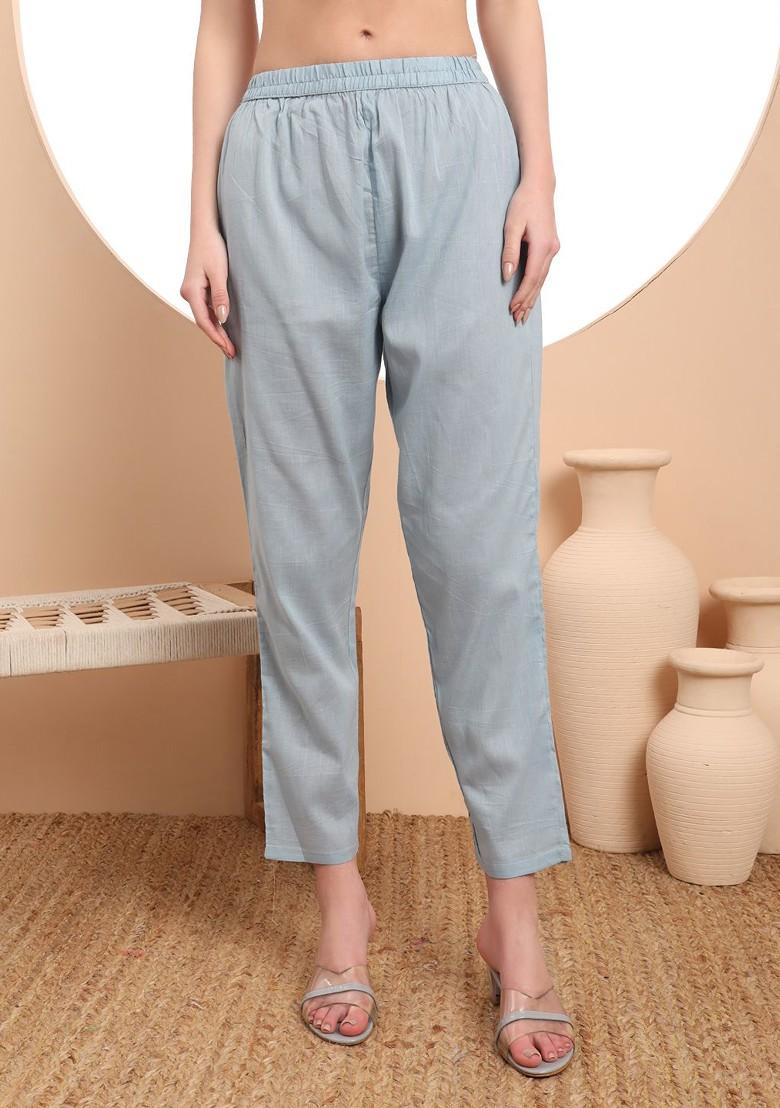 Blue Embroidered Cotton Kurta Set