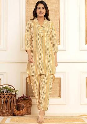Yellow Printed Cotton Co-Ord Set