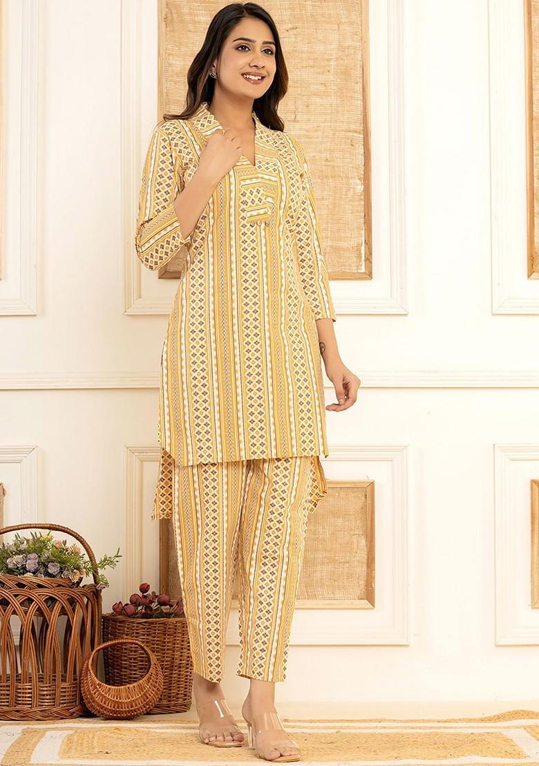 Yellow Printed Cotton Co-Ord Set