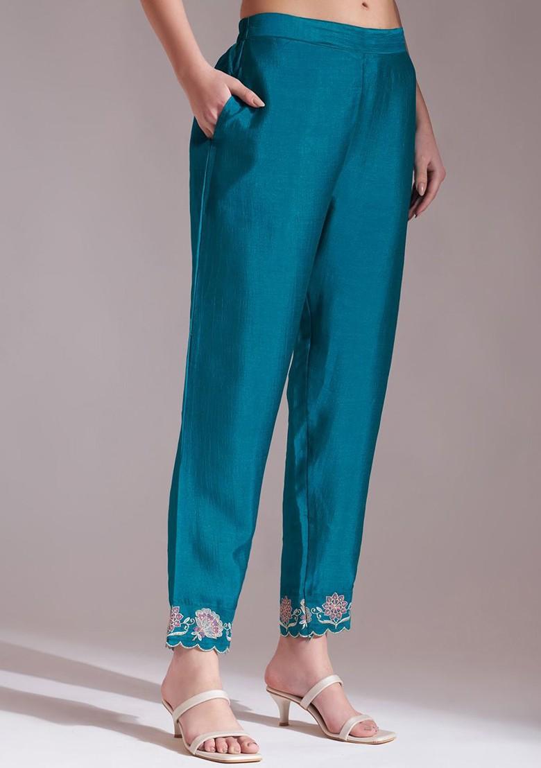 Green Embroidered Poly Blend Kurta Set