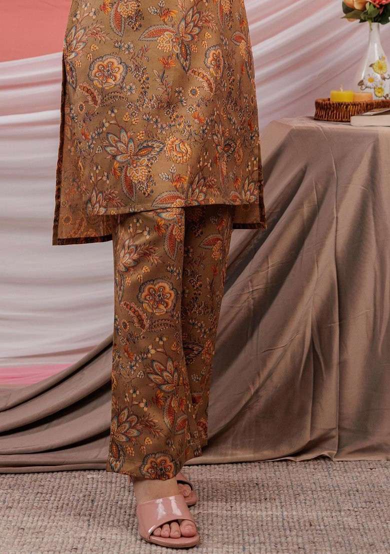 Brown Printed Cotton Co-Ord Set - Indya