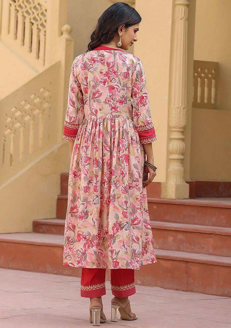 Pink Embroidered Poly Blend Co-Ord Set