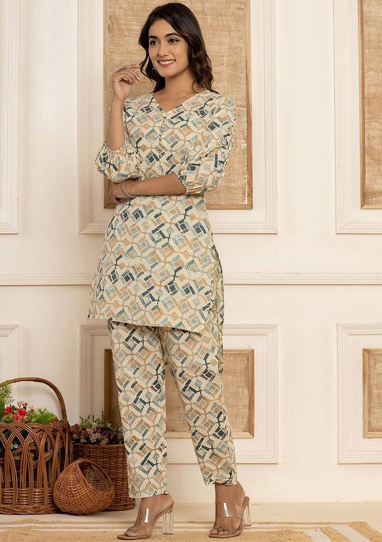 Grey Printed Cotton Co-Ord Set