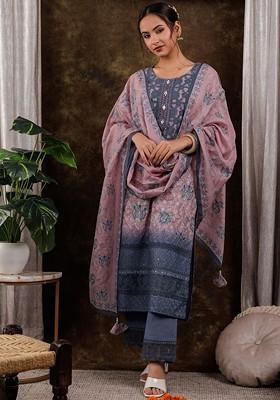 Pink Printed Cotton Kurta Set