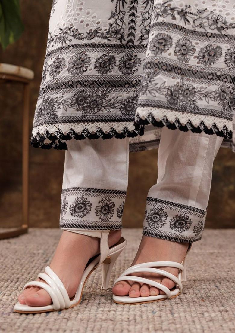 White Embroidered Cotton Kurta Set