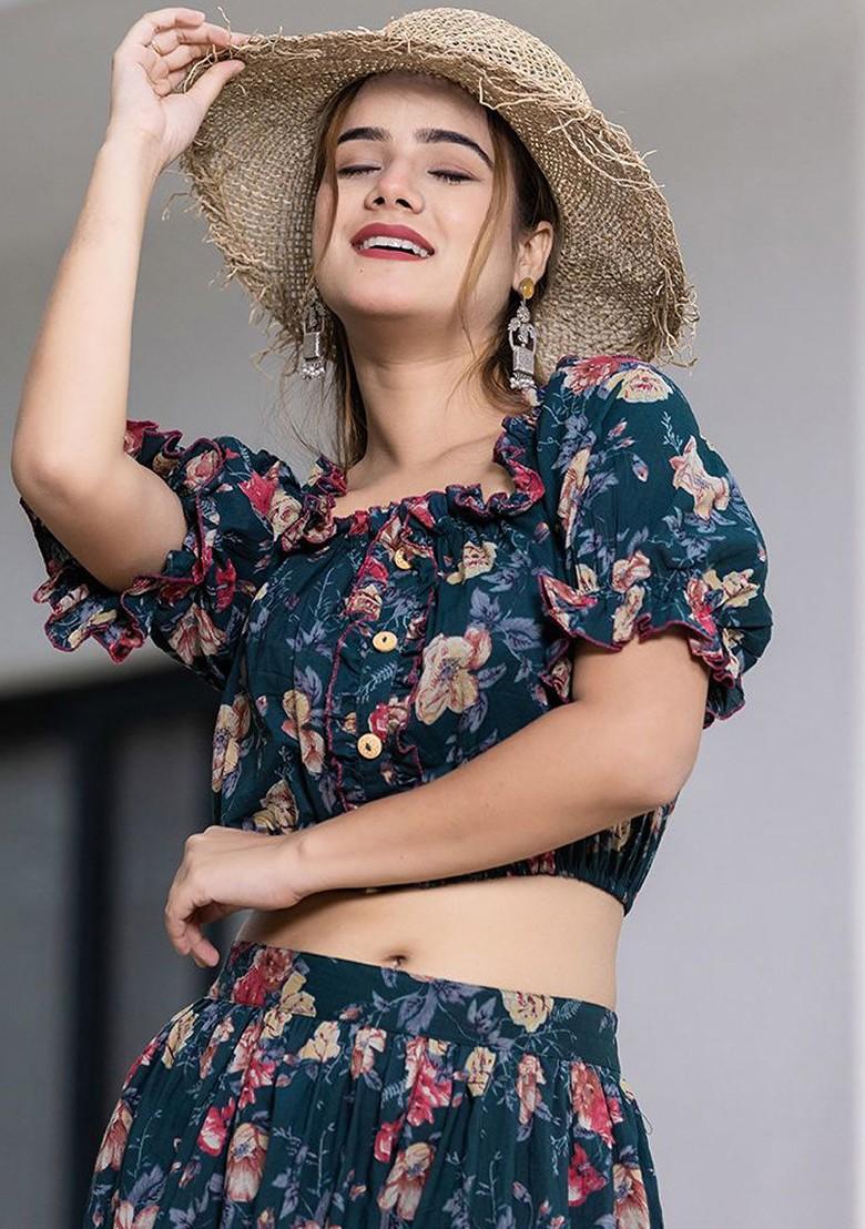 Green Printed Cotton Co-Ord Set