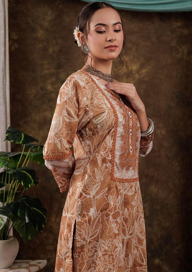 Yellow Printed Cotton Kurta Set