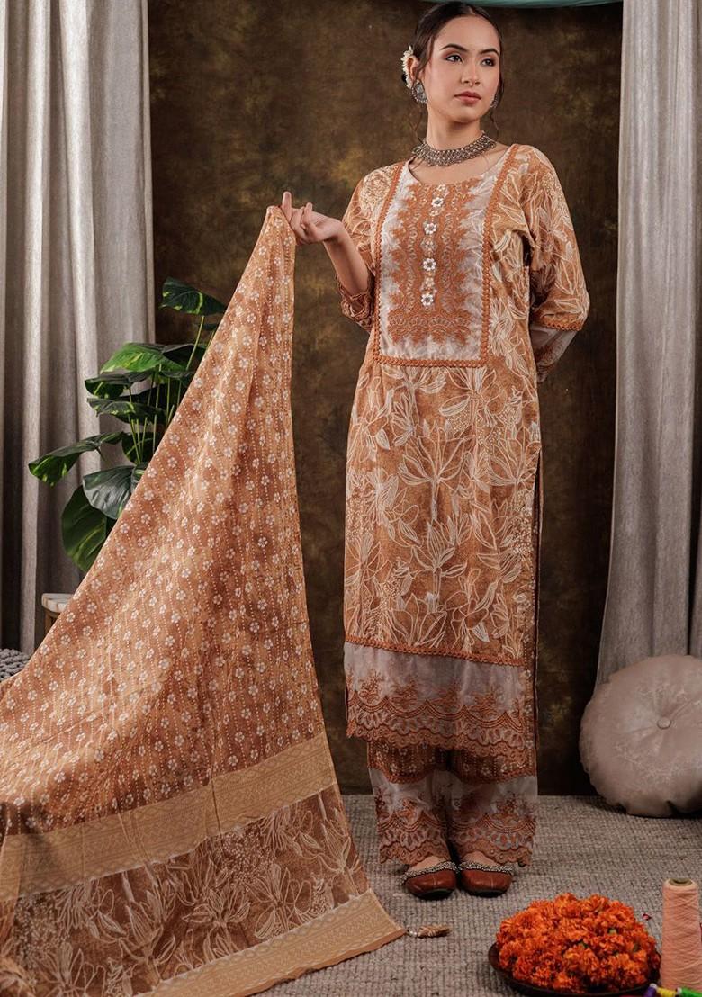 Yellow Printed Cotton Kurta Set