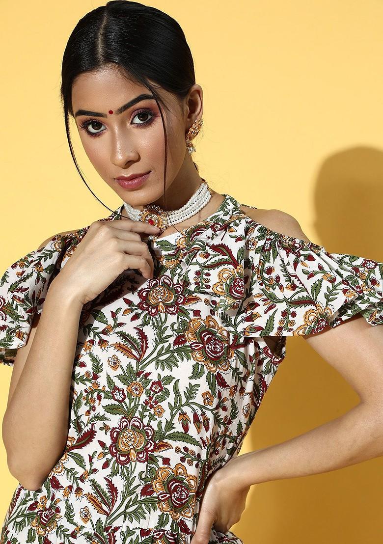 White Printed Poly Blend Jumpsuit